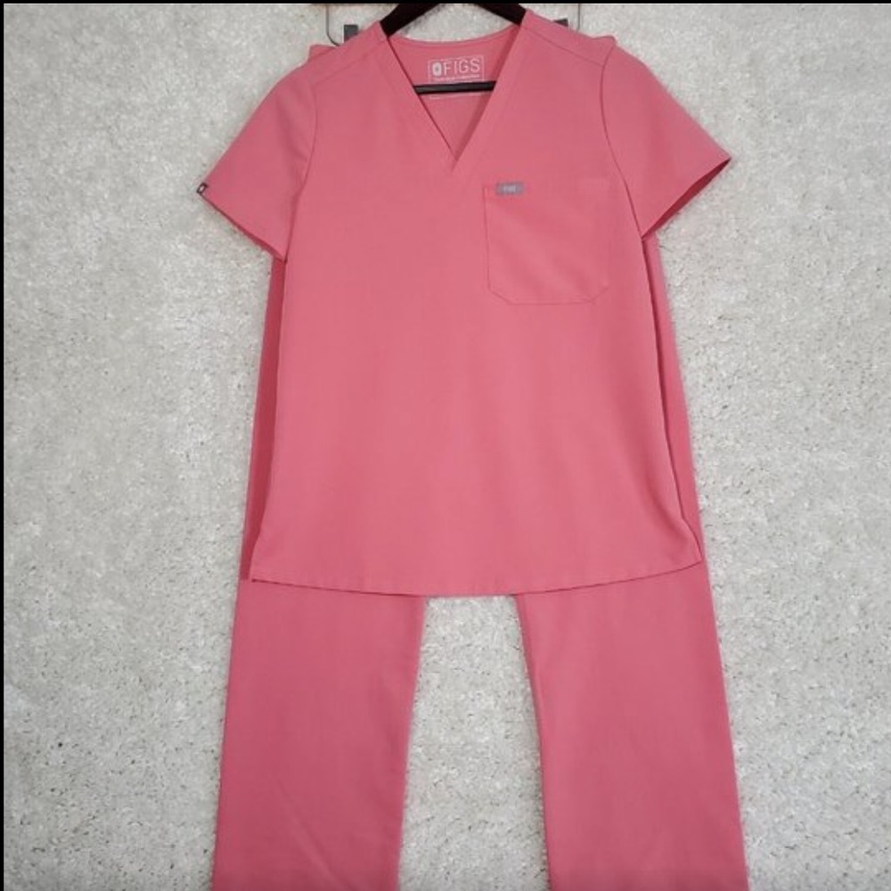 Figs Scrub Set Women Extra Small Pink Catarina Top Livingston Pants Medical READ